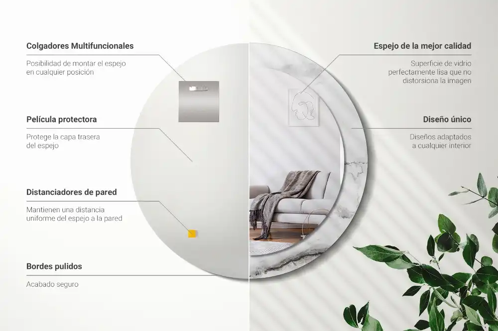 Okroglo stensko okrasno ogledalo Beli marmor