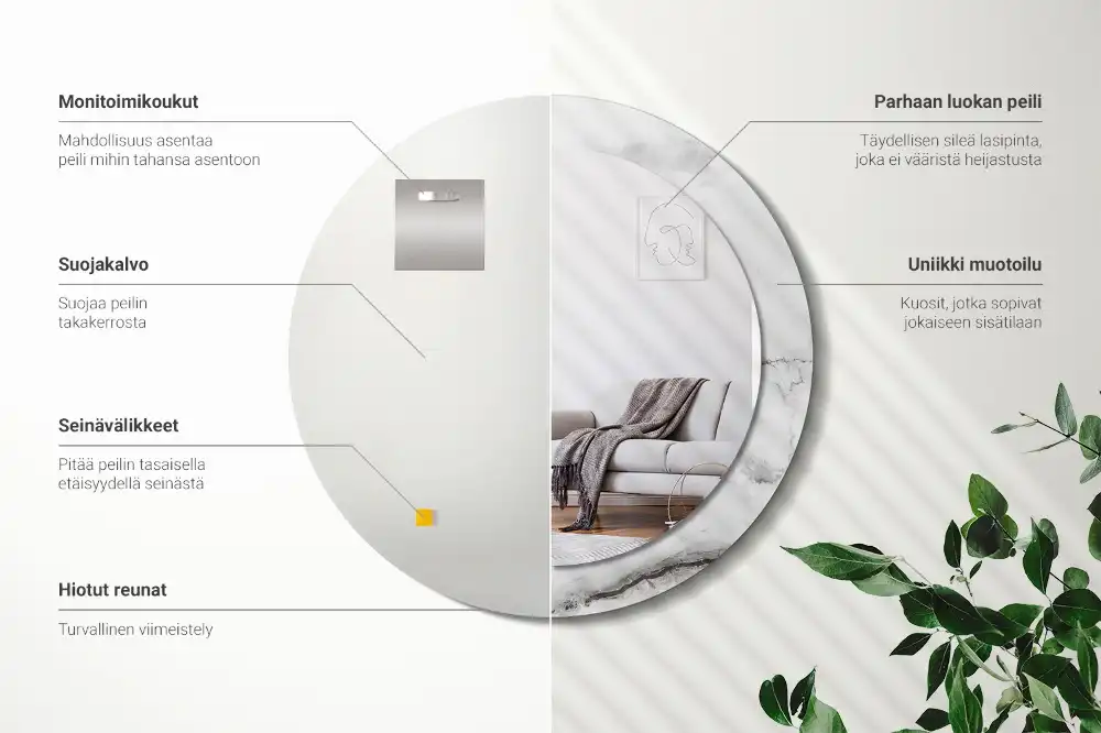 Okroglo stensko okrasno ogledalo Beli marmor