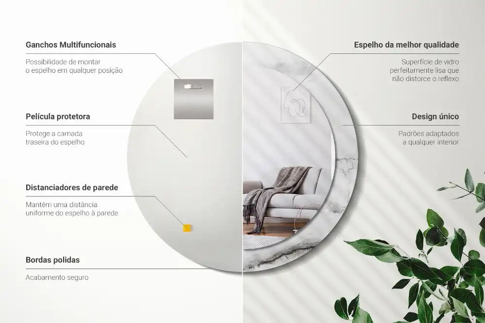 Okroglo stensko okrasno ogledalo Beli marmor