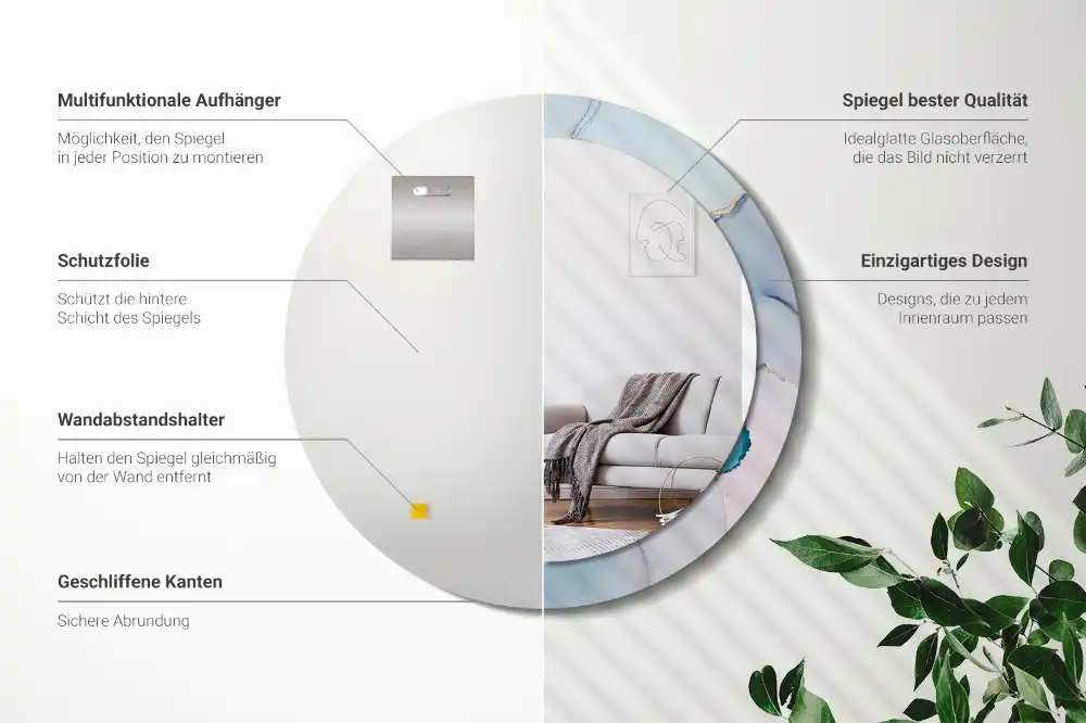 Okroglo stensko okrasno ogledalo Abstraktna tekočina