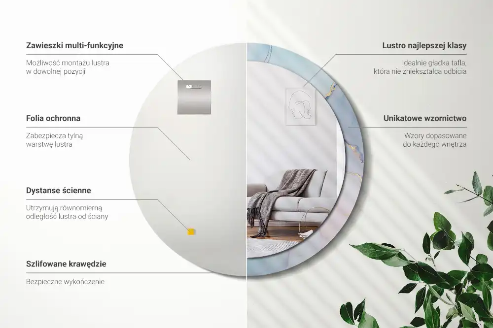 Okroglo stensko okrasno ogledalo Abstraktna tekočina