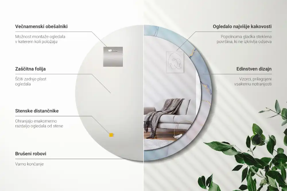 Okroglo stensko okrasno ogledalo Abstraktna tekočina