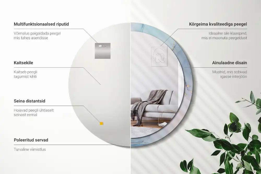 Okroglo stensko okrasno ogledalo Abstraktna tekočina