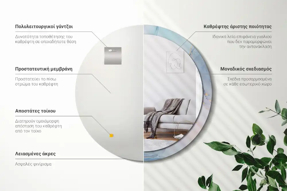 Okroglo stensko okrasno ogledalo Abstraktna tekočina