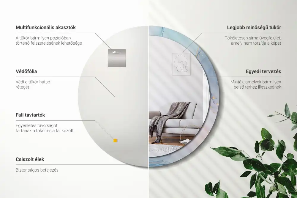 Okroglo stensko okrasno ogledalo Abstraktna tekočina