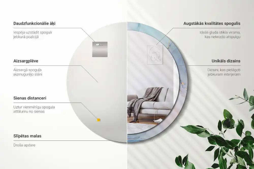 Okroglo stensko okrasno ogledalo Abstraktna tekočina