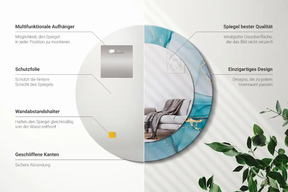 Okroglo stensko okrasno ogledalo Abstraktna tekočina