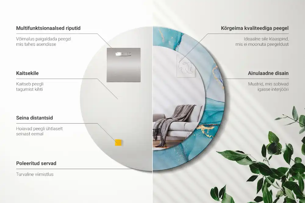 Okroglo stensko okrasno ogledalo Abstraktna tekočina