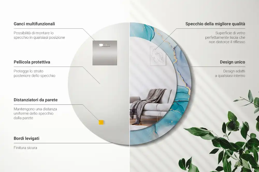 Okroglo stensko okrasno ogledalo Abstraktna tekočina