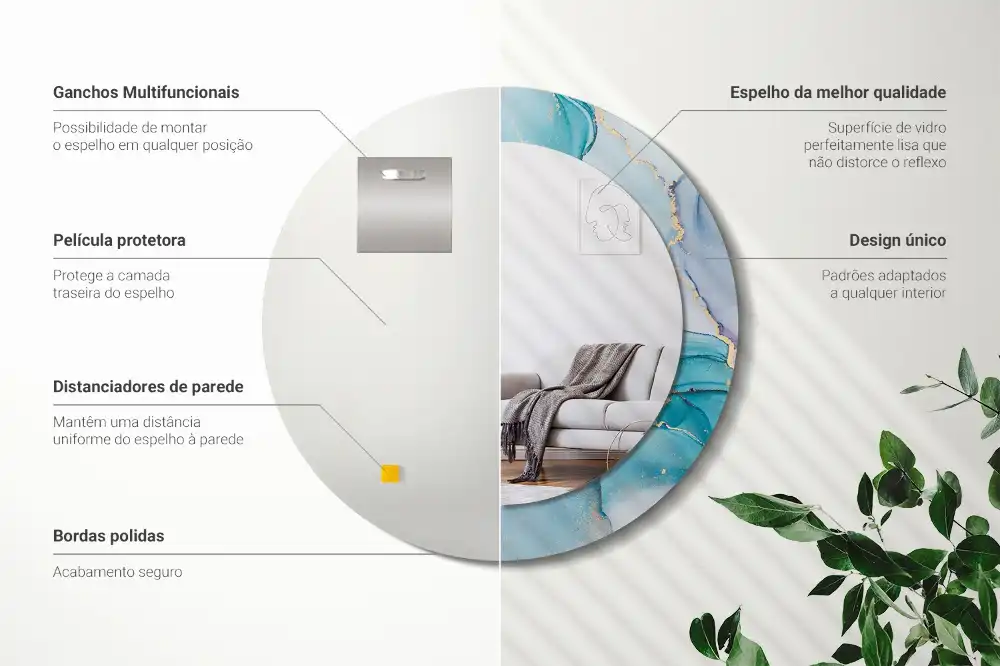 Okroglo stensko okrasno ogledalo Abstraktna tekočina