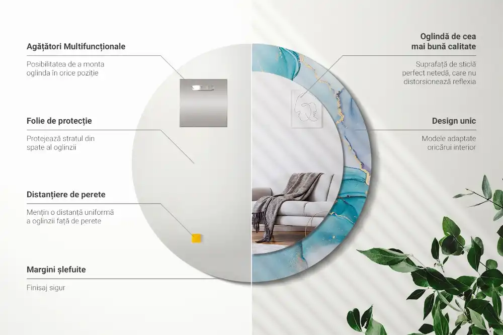 Okroglo stensko okrasno ogledalo Abstraktna tekočina