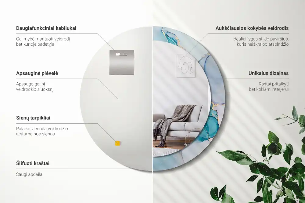 Okroglo stensko okrasno ogledalo Abstraktna tekočina