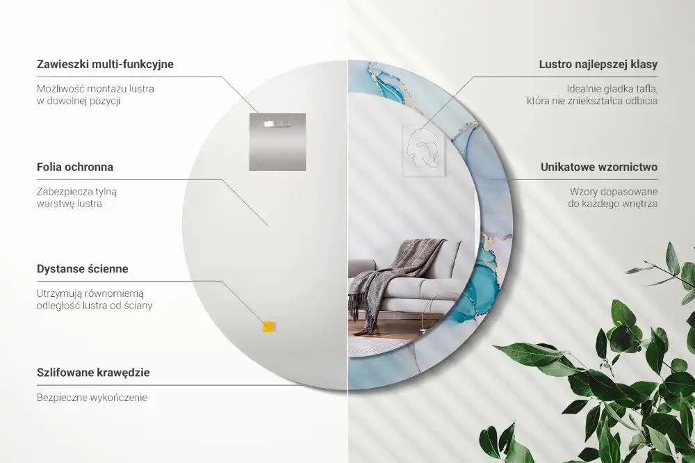 Okroglo stensko okrasno ogledalo Abstraktna tekočina