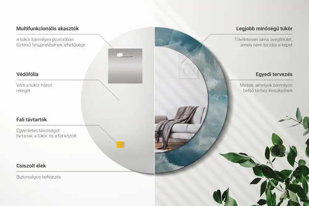 Okroglo stensko okrasno ogledalo Modri ​​oniks marmor