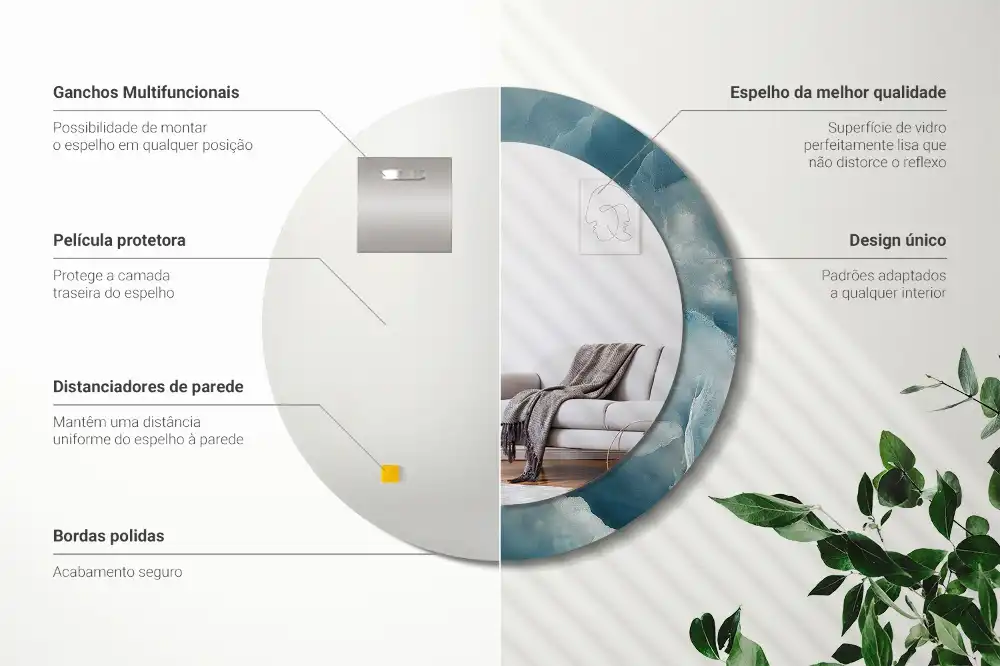 Okroglo stensko okrasno ogledalo Modri ​​oniks marmor