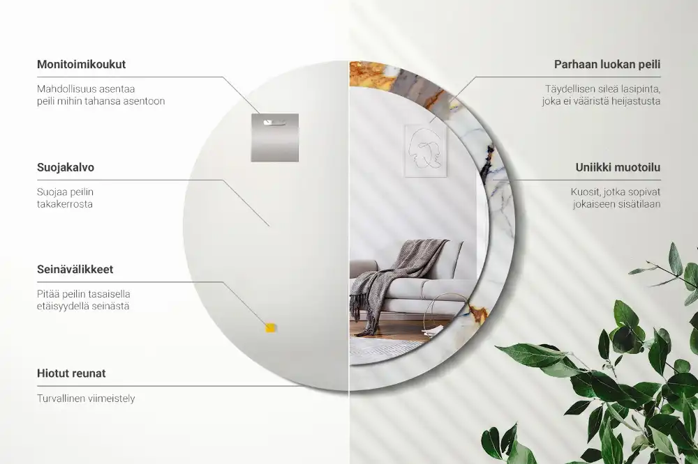 Okroglo stensko okrasno ogledalo Beli marmor