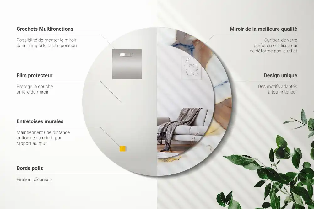 Okroglo stensko okrasno ogledalo Beli marmor