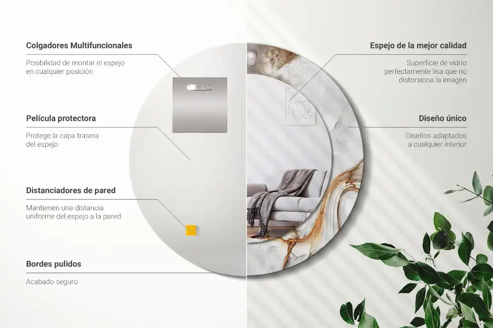 Okroglo okrasno ogledalo Svetli marmor