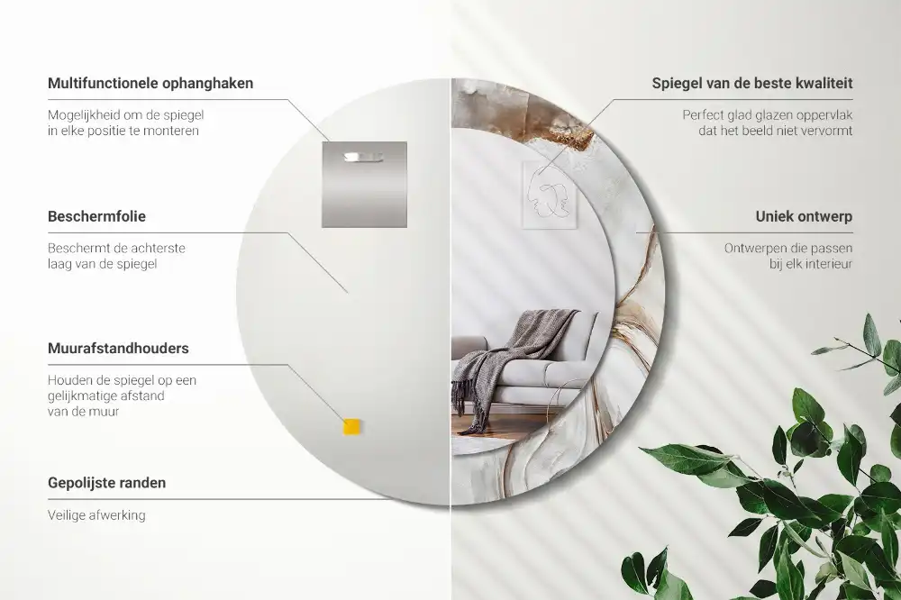 Okroglo okrasno ogledalo Svetli marmor