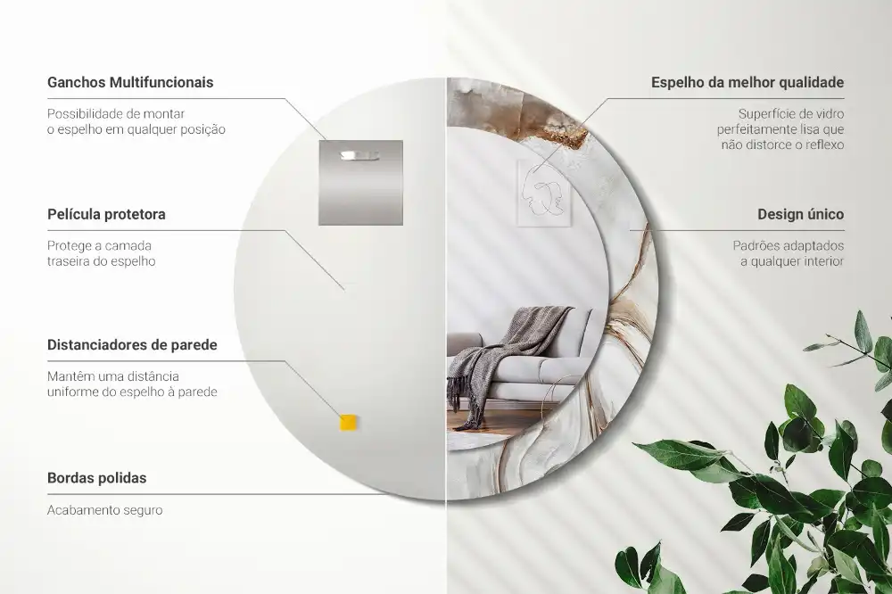 Okroglo okrasno ogledalo Svetli marmor