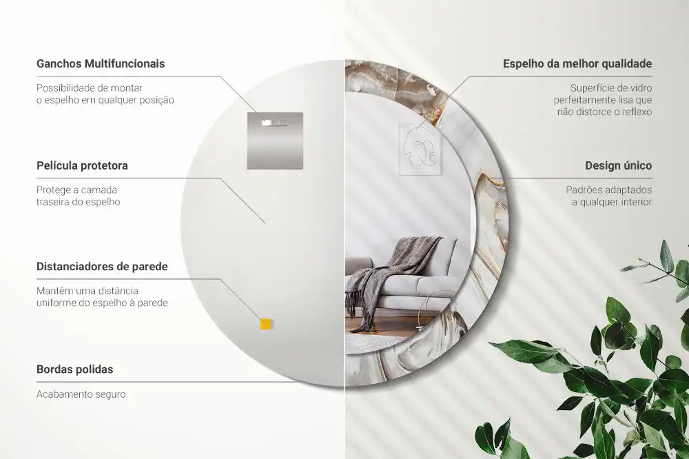 Okroglo okrasno ogledalo Svetli marmor