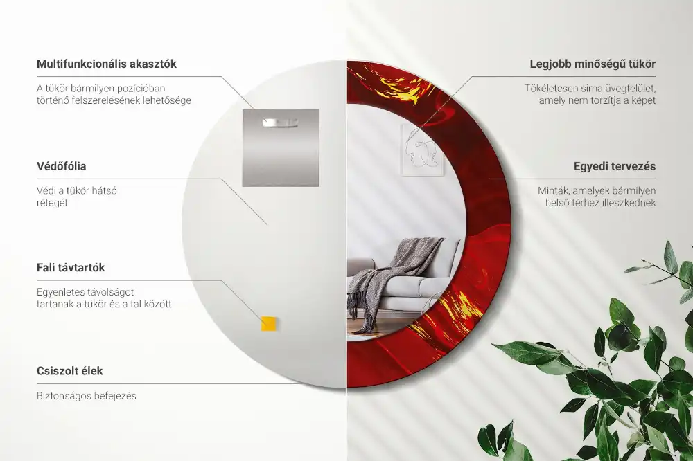 Okroglo stensko okrasno ogledalo Rdeči marmor