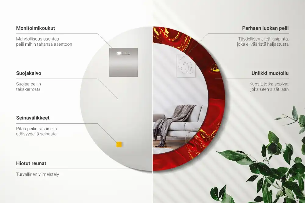 Okroglo stensko okrasno ogledalo Rdeči marmor