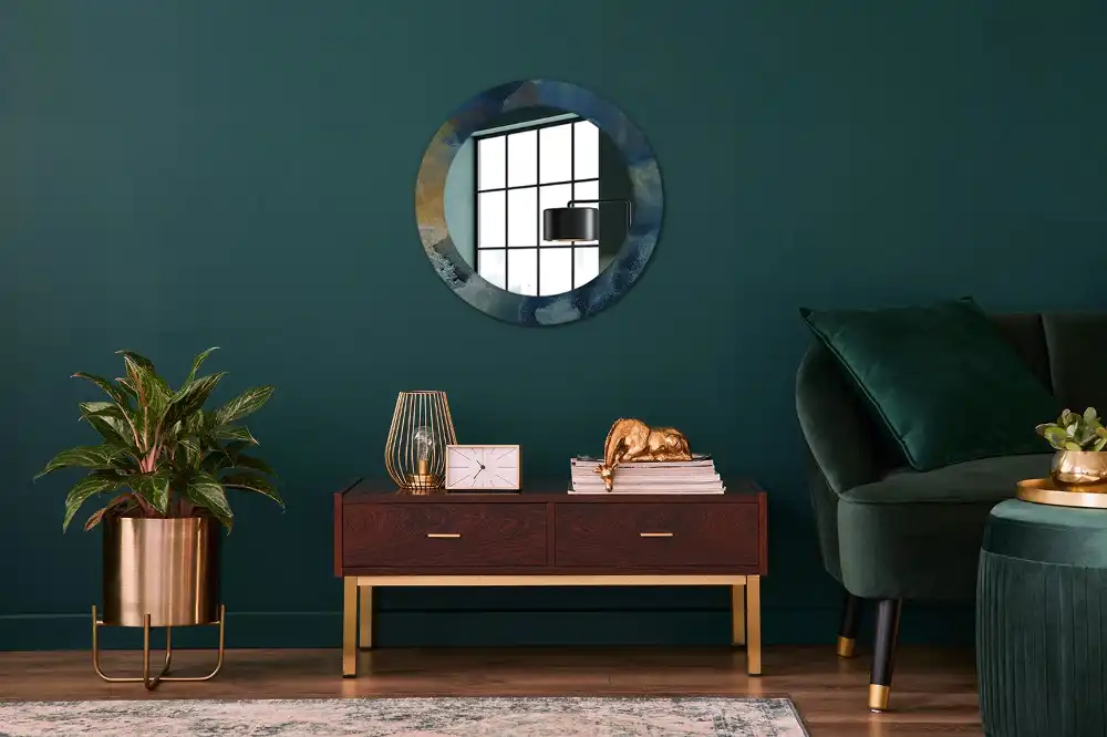 Okroglo okrasno ogledalo Oniksov marmor