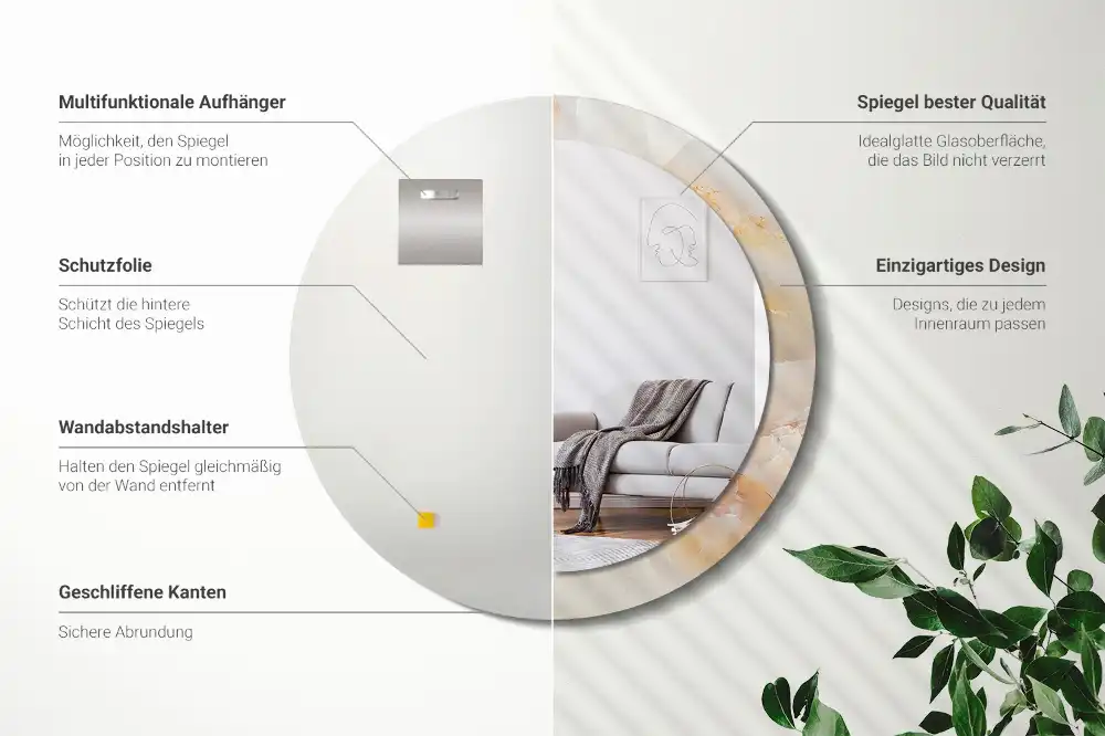 Tiskano okroglo ogledalo Oniksov marmor