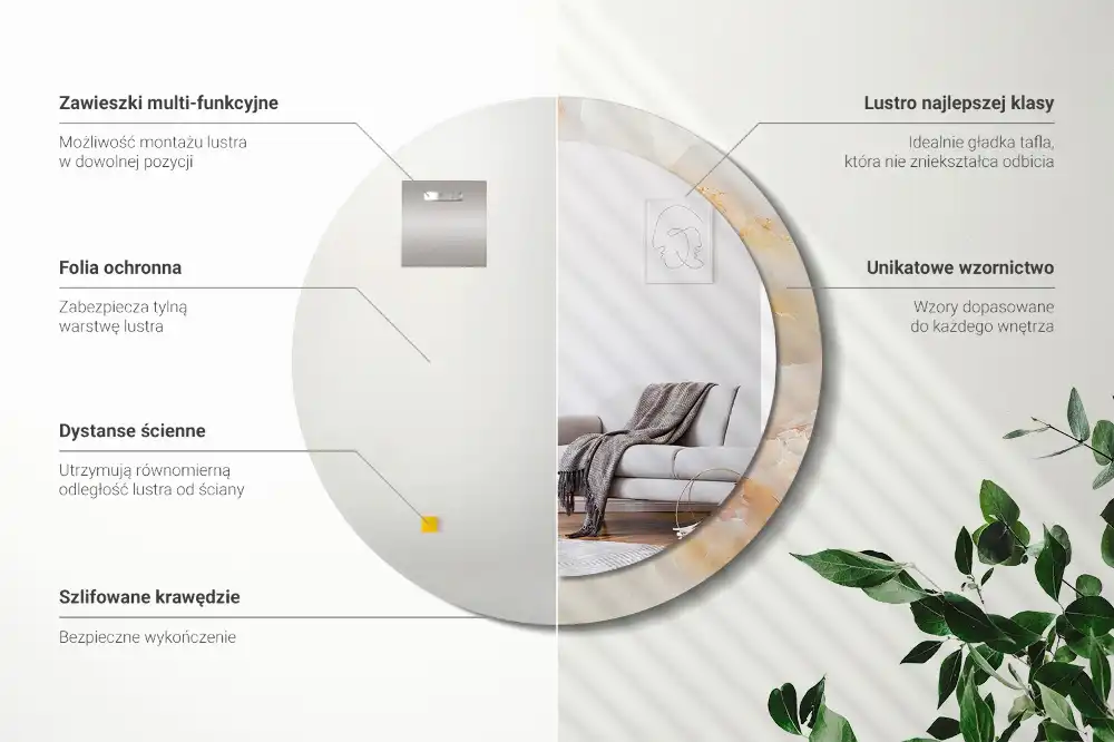 Tiskano okroglo ogledalo Oniksov marmor