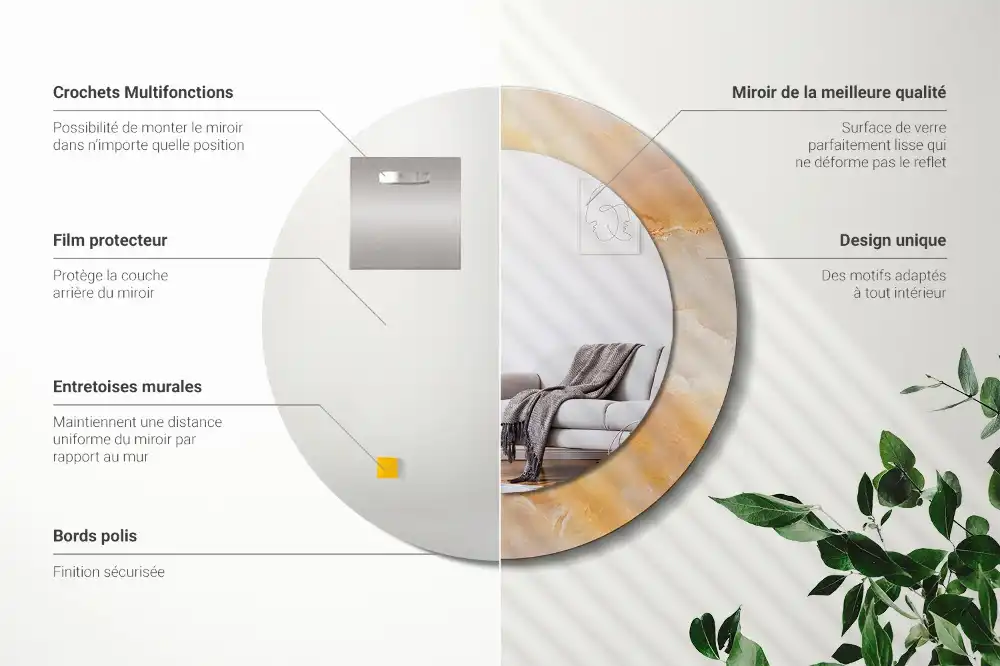 Tiskano okroglo ogledalo Oniksov marmor