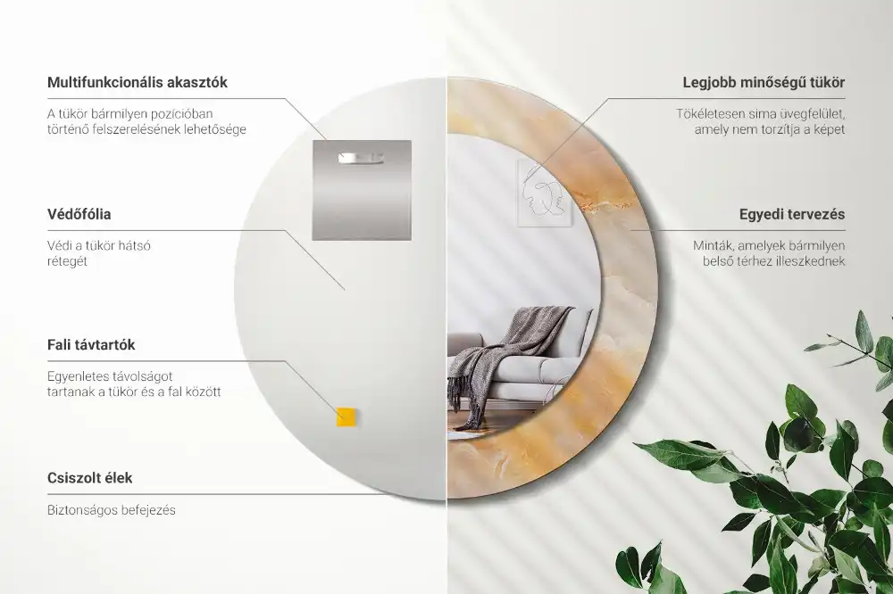 Tiskano okroglo ogledalo Oniksov marmor