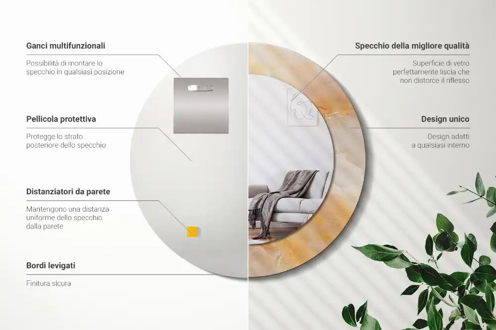 Tiskano okroglo ogledalo Oniksov marmor