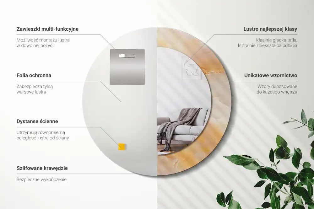 Tiskano okroglo ogledalo Oniksov marmor