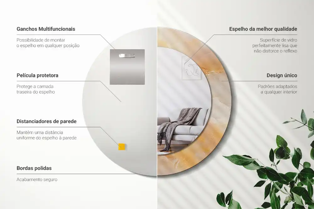 Tiskano okroglo ogledalo Oniksov marmor