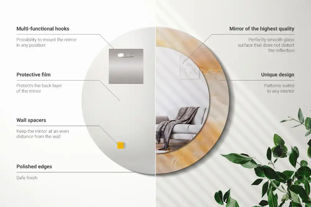 Tiskano okroglo ogledalo Oniksov marmor