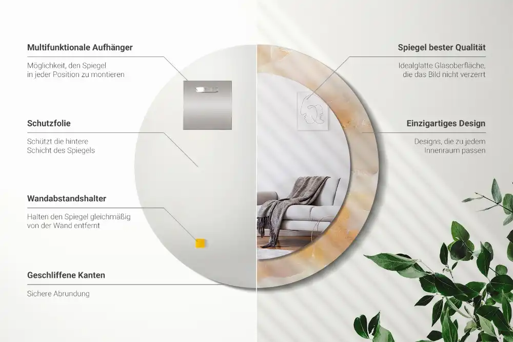 Tiskano okroglo ogledalo Oniksov marmor