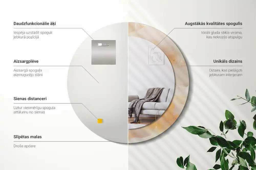 Tiskano okroglo ogledalo Oniksov marmor