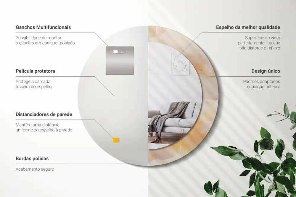 Tiskano okroglo ogledalo Oniksov marmor