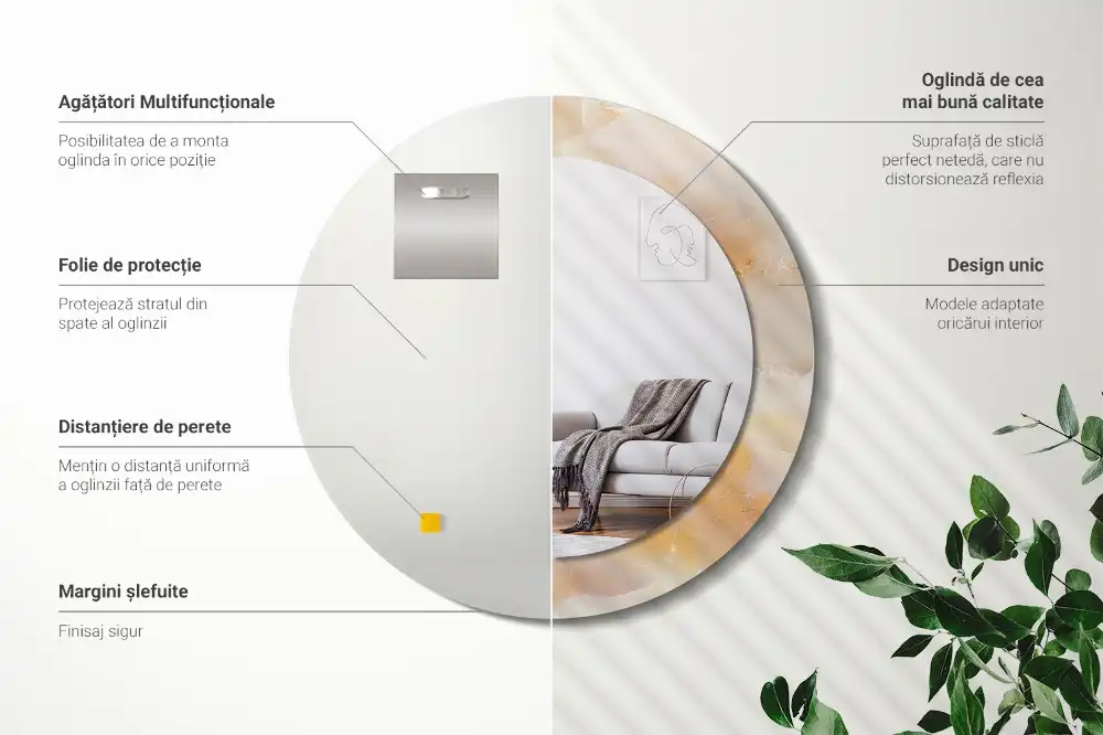 Tiskano okroglo ogledalo Oniksov marmor