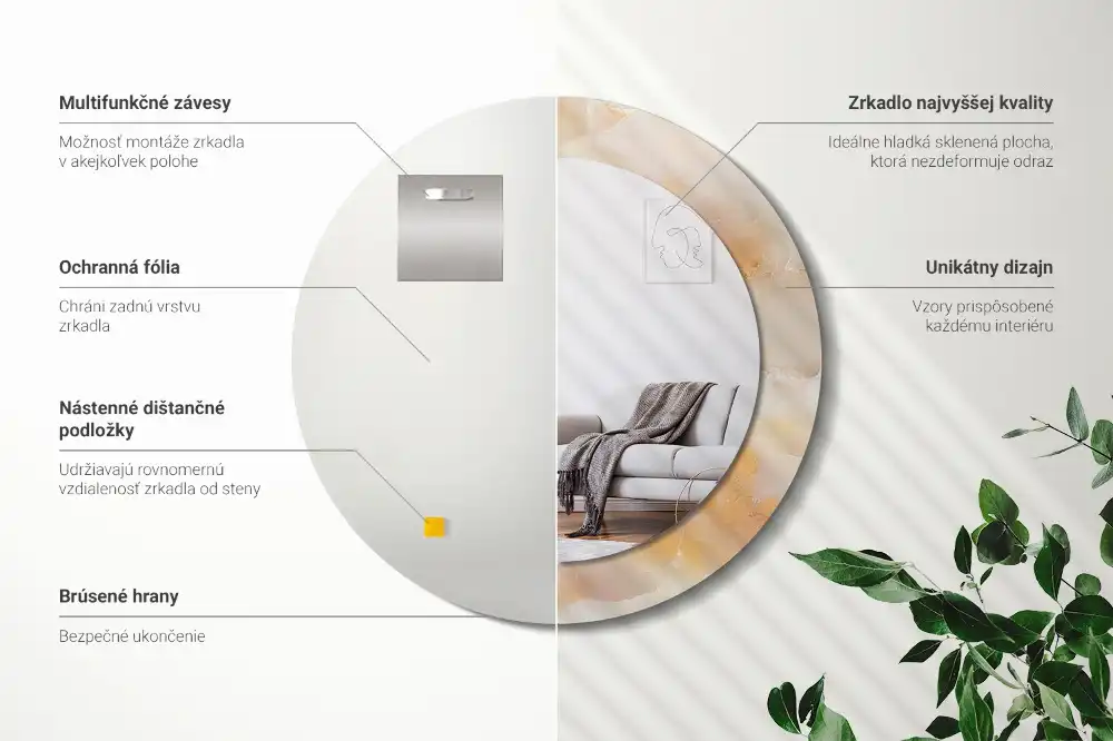 Tiskano okroglo ogledalo Oniksov marmor