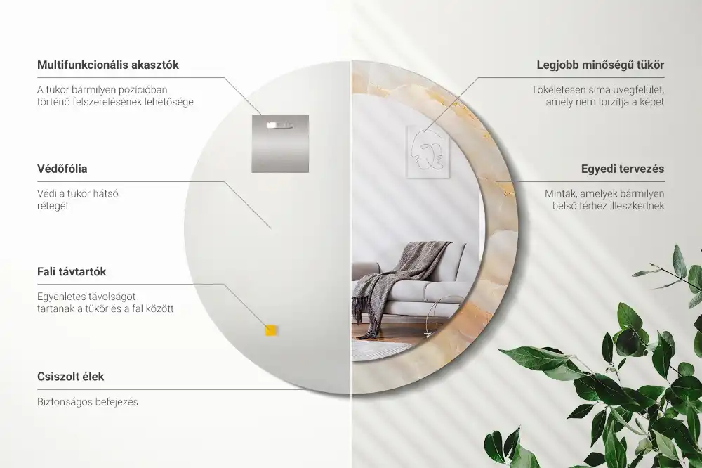 Tiskano okroglo ogledalo Oniksov marmor