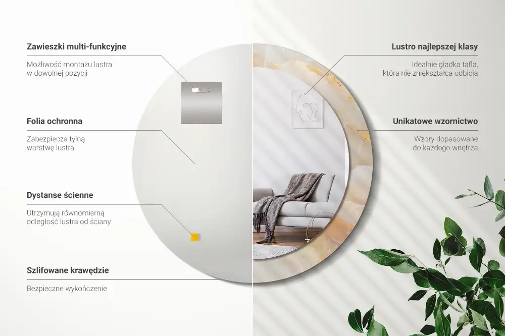 Tiskano okroglo ogledalo Oniksov marmor