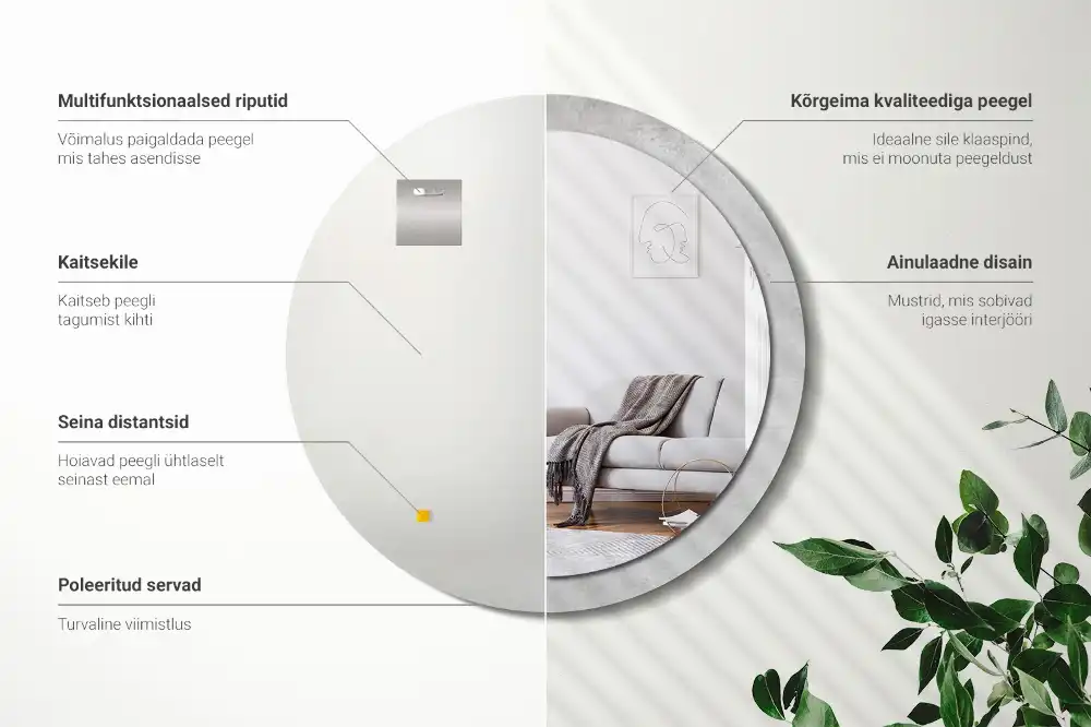 Tiskano okroglo ogledalo Tekstura betona