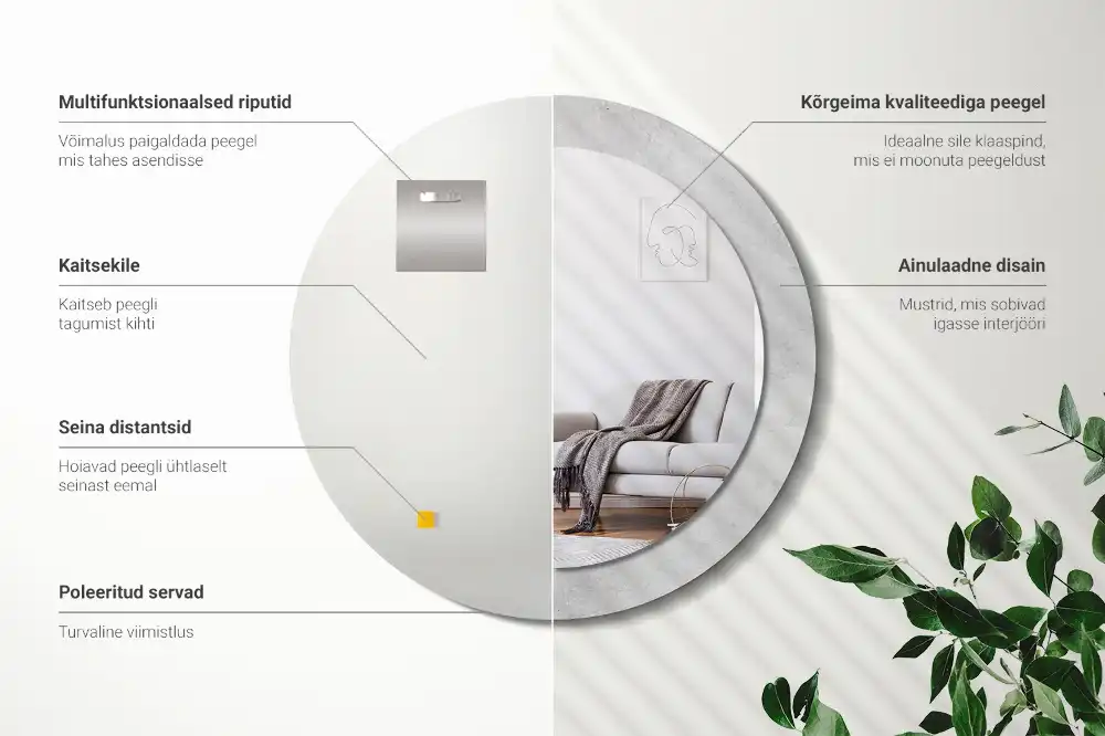 Tiskano okroglo ogledalo Tekstura betona