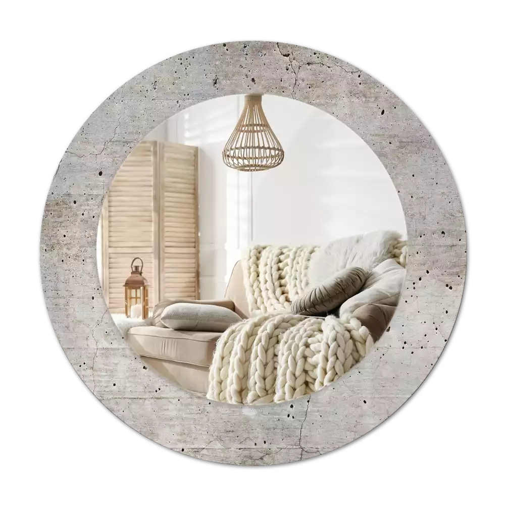 Okroglo stensko okrasno ogledalo Sivi beton