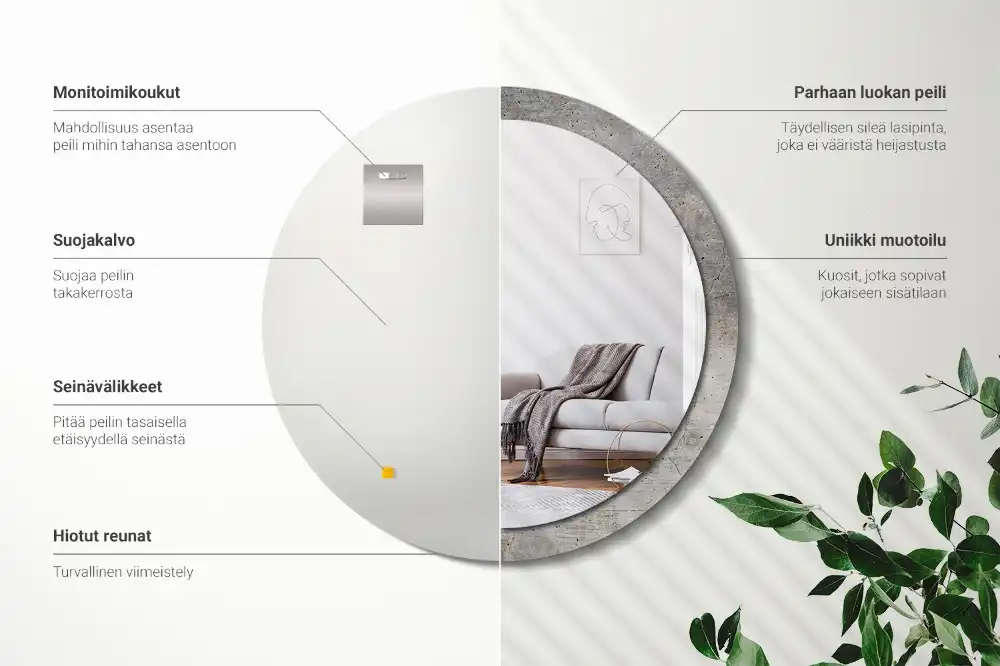 Okroglo stensko okrasno ogledalo Sivi beton