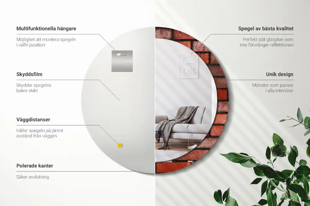 Tiskano okroglo ogledalo Rdeča opeka