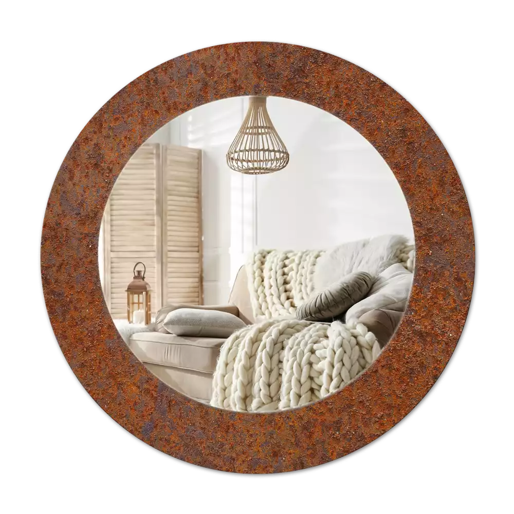 Okroglo stensko okrasno ogledalo Rjasta kovina