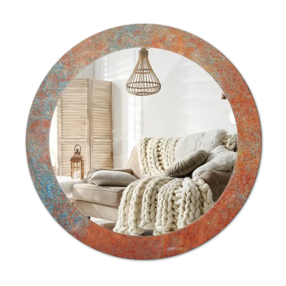 Okroglo okrasno ogledalo Rjasta kovina